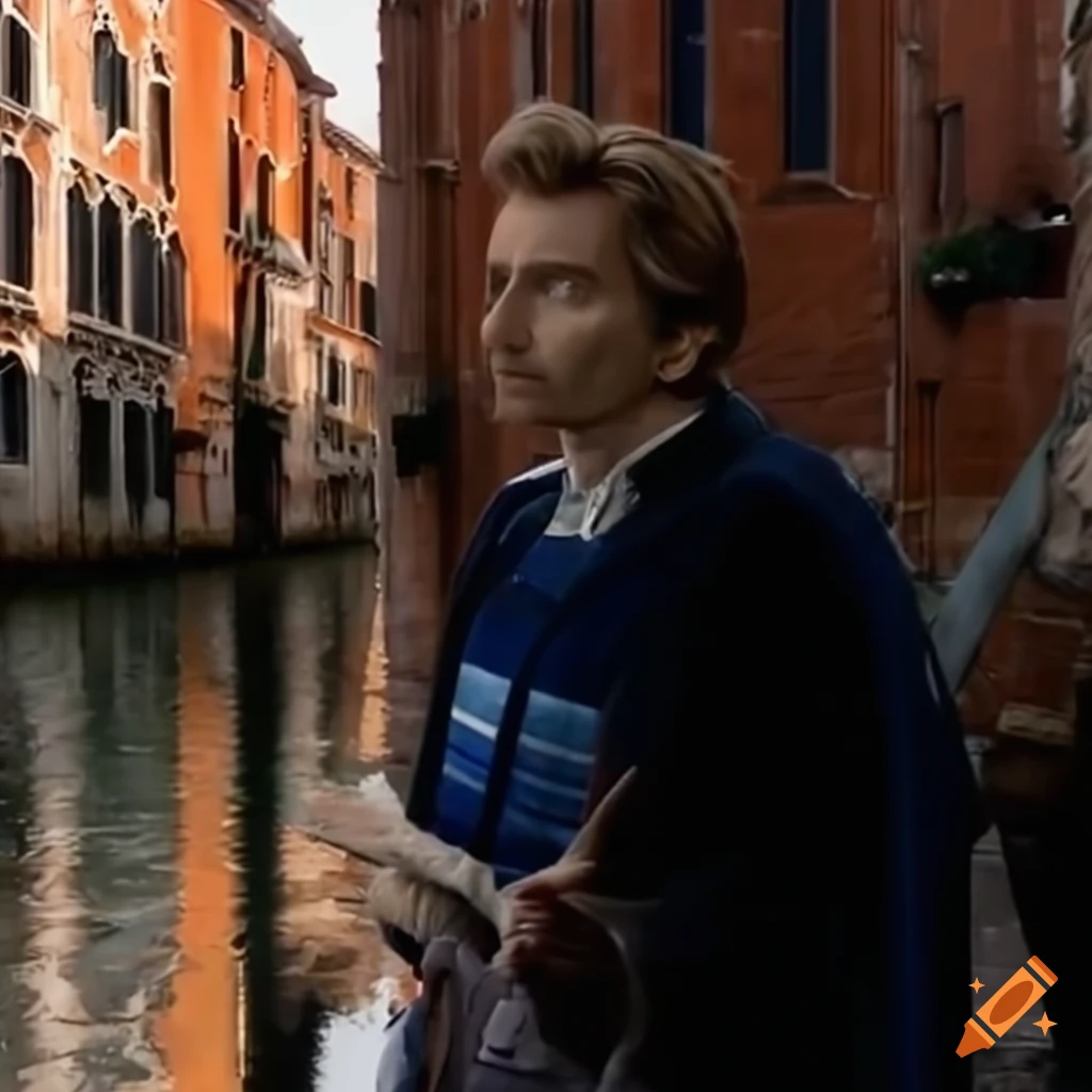 Doctor Who scene with David Tennant in Venice canal setting