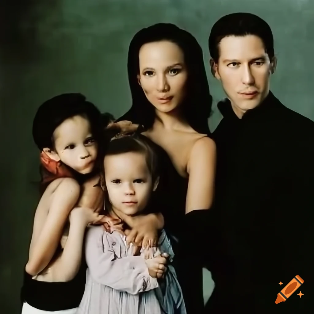 Happy family in the matrix universe with neo, trinity, tiffany 