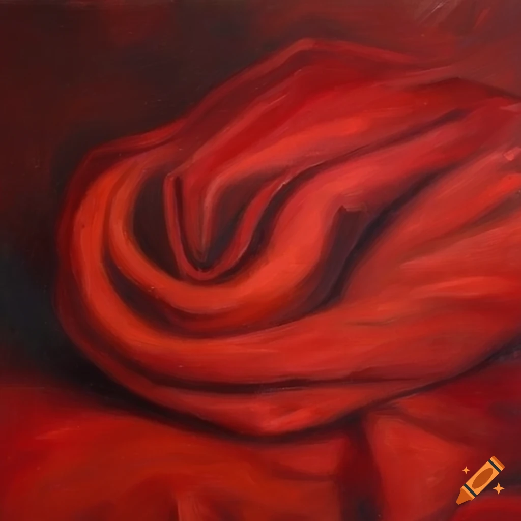 Oil painting of a red blanket on Craiyon