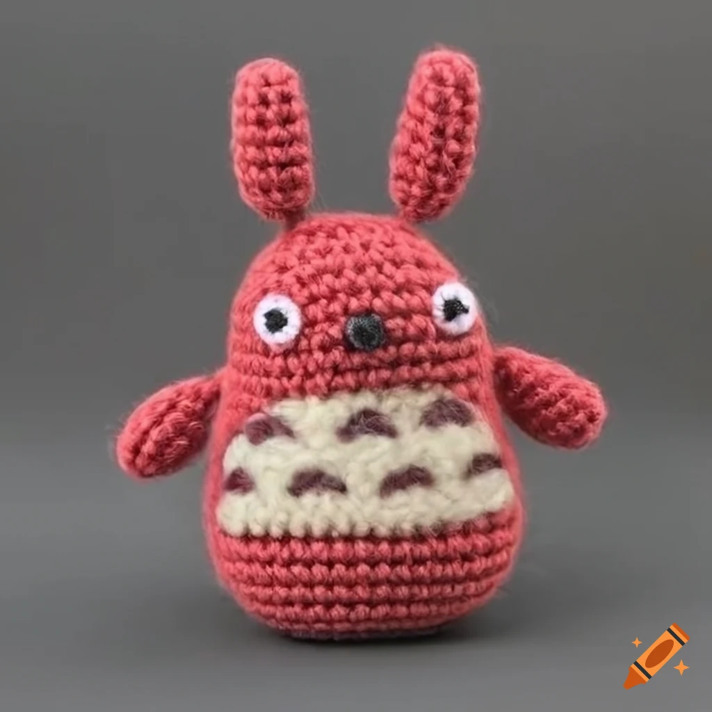 Felted wool cute red Totoro amigurumi soft toy