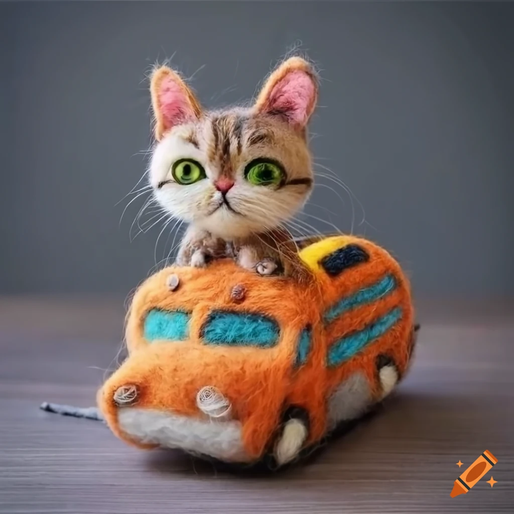 Felted Wool Ghibli-inspired cute cat bus
