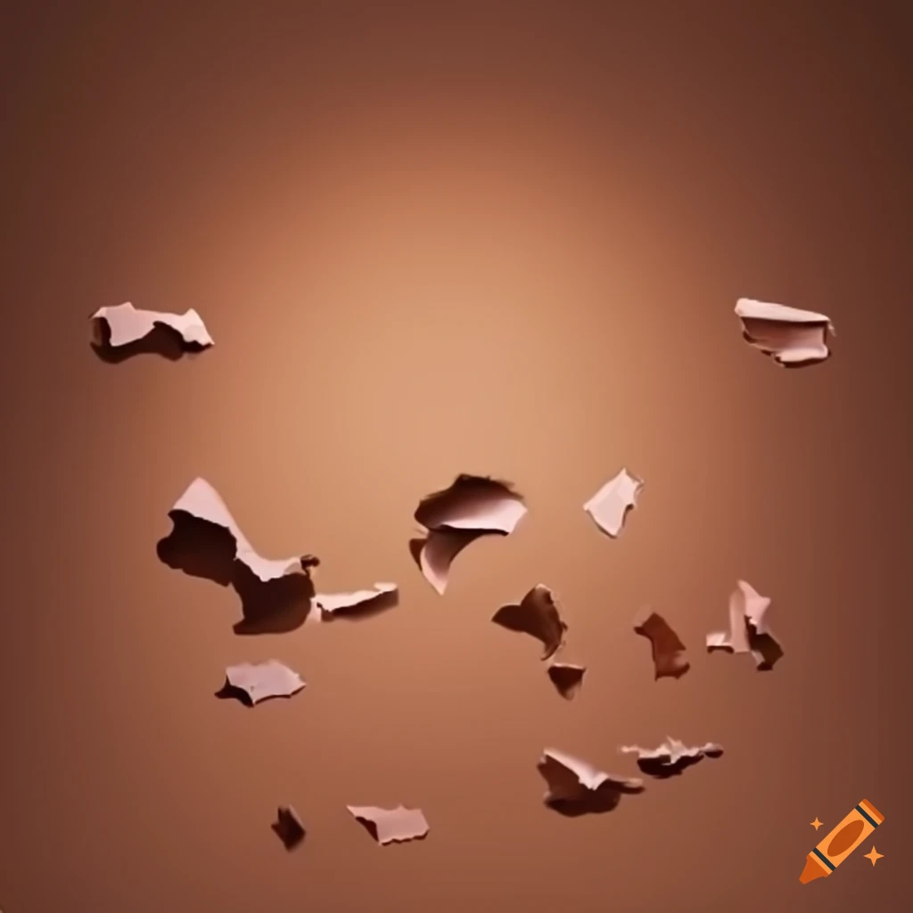 Trickling pieces of paper on a brown background