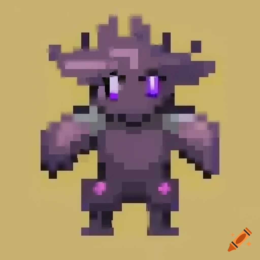 Wandering pokémon, normal/dark type in pixel art