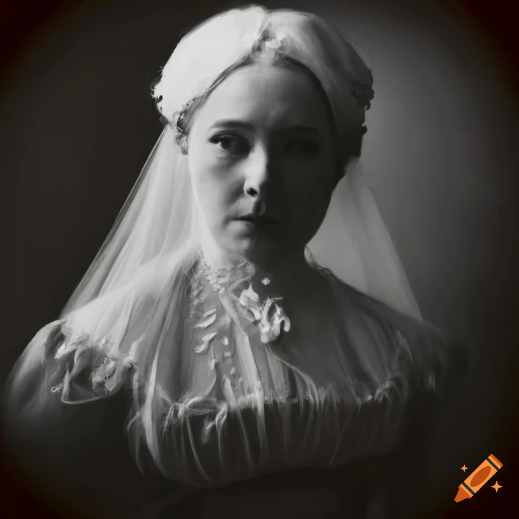 Portrait of a pale Victorian woman in a mysterious and atmospheric setting