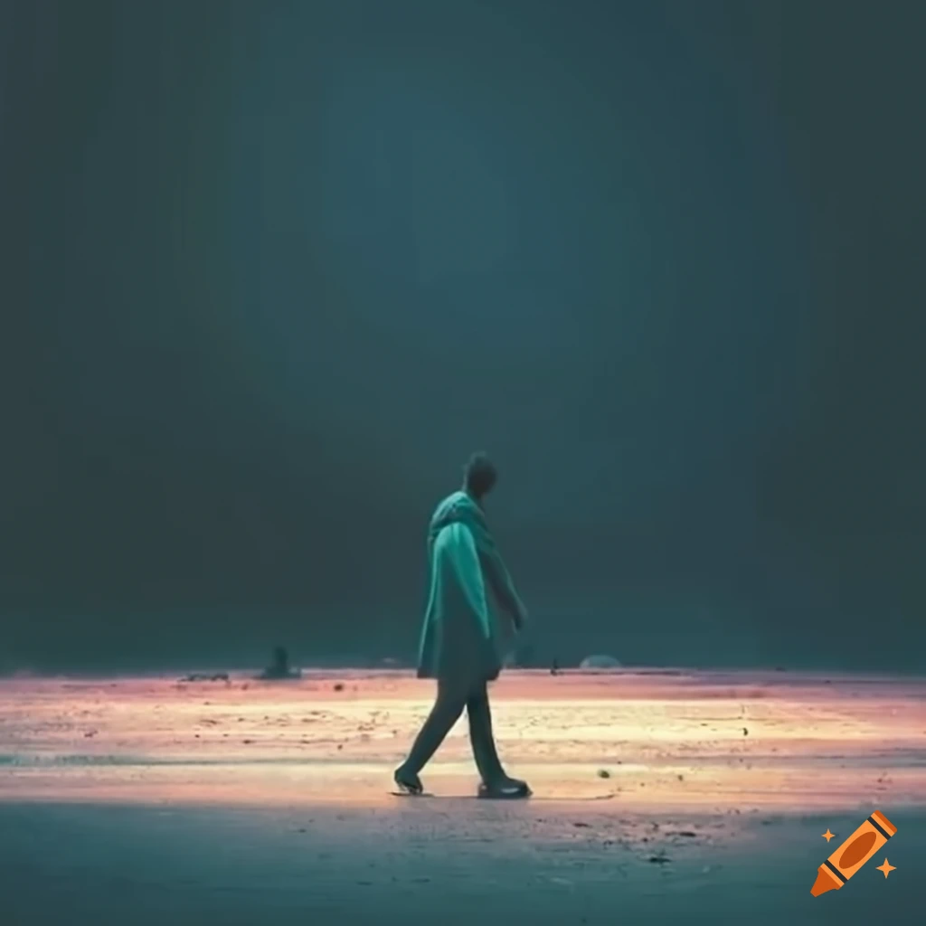 Man walking alone on a road