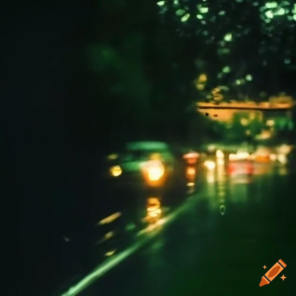 Rainy morning in Washington D.C. seen through a car window with green vegetation
