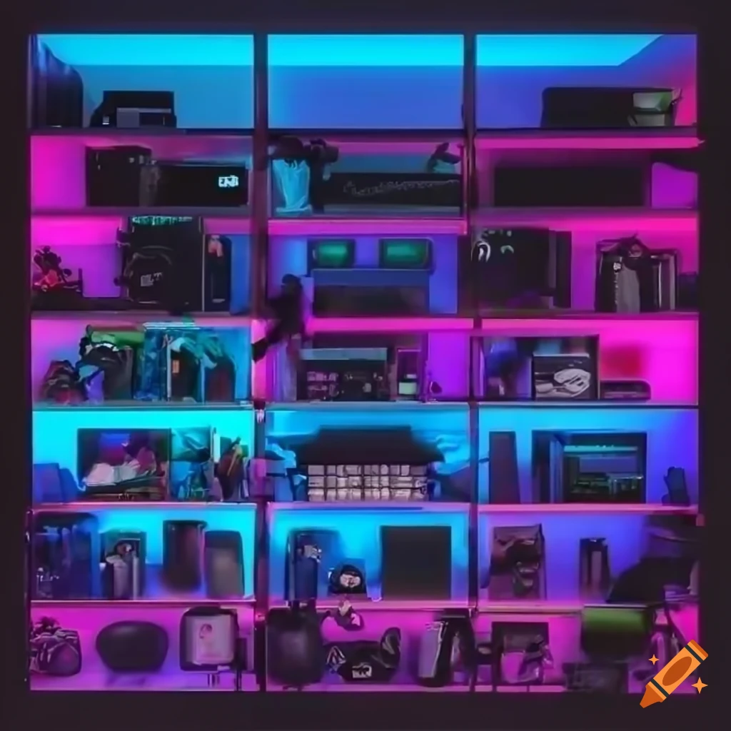 Twitch streamer background with gamer collectables and unique lighting