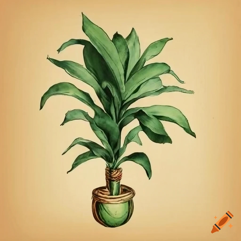 Vintage botanical illustration of Dracaena fragrans plant
