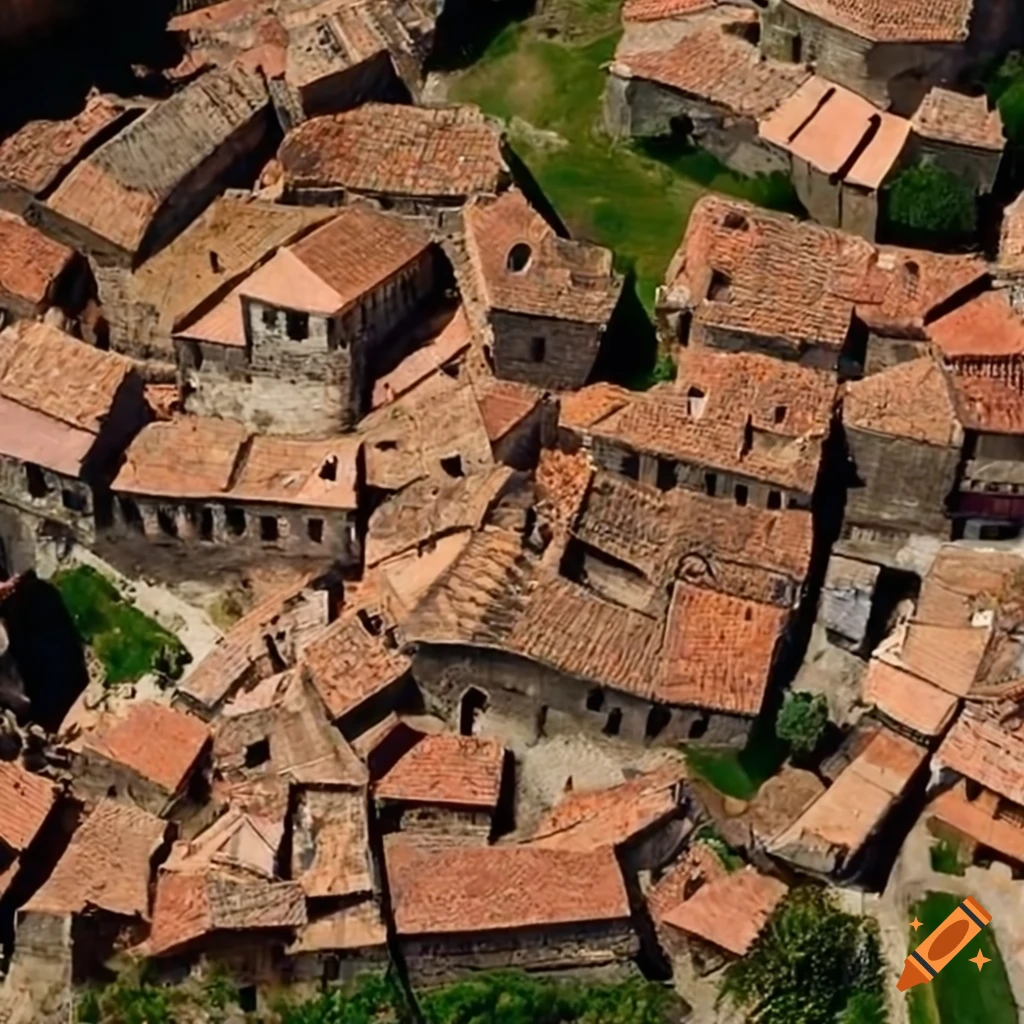 Overhead view of a medieval Mediterranean fishers' village