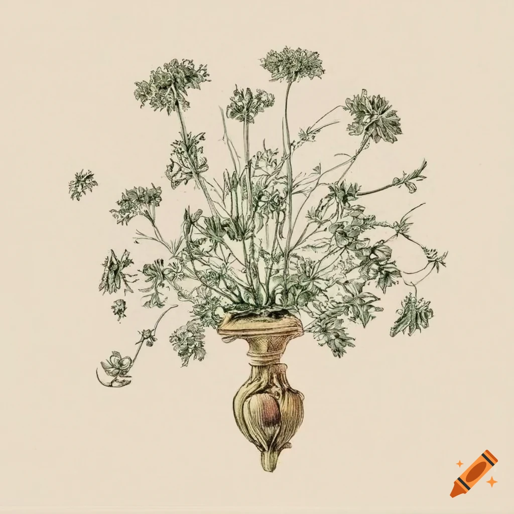 Intricate vintage botanical illustration of Gypsophila plant