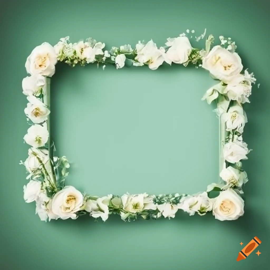 Wedding photo template with sage green concept and white florals
