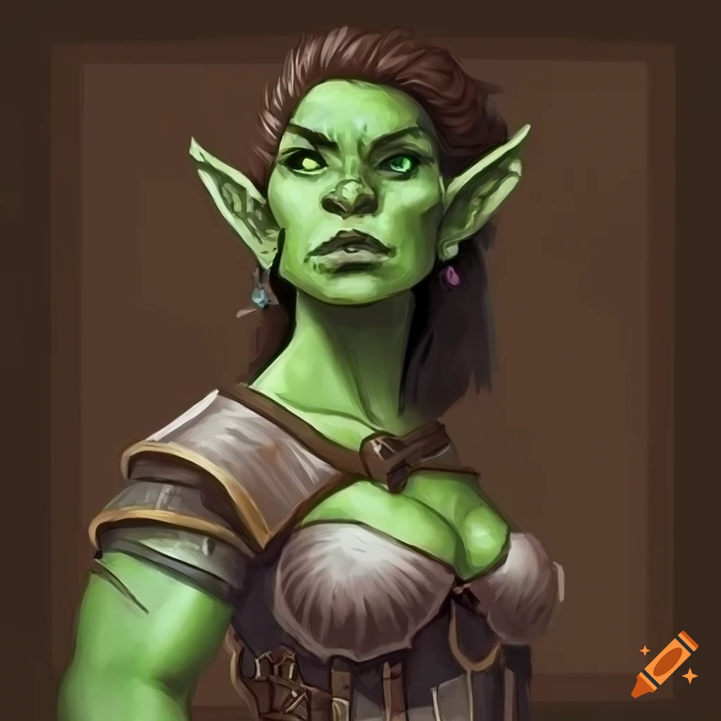 DnD half-orc woman character