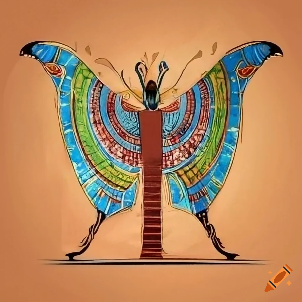 Ancient Egyptian frescoes with butterfly motifs