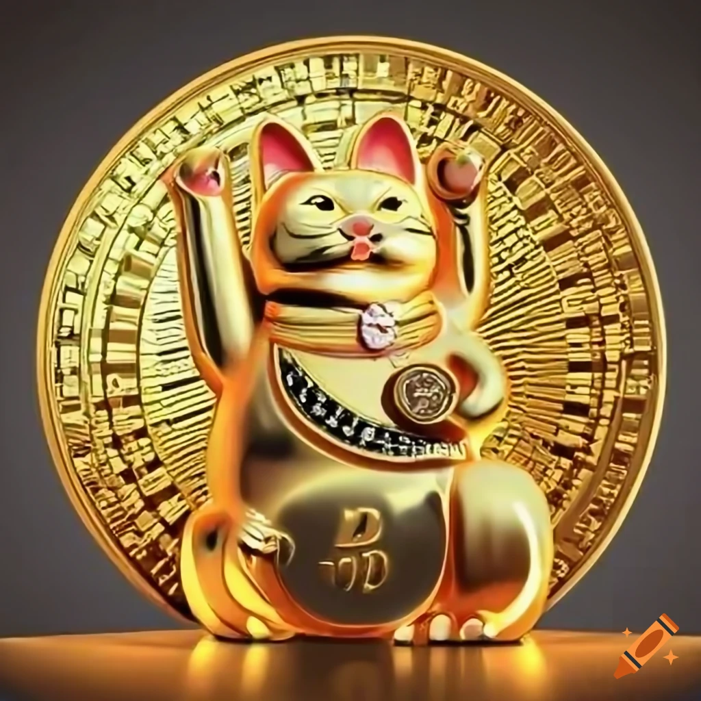 Crypto coin gold maneki neko on Craiyon