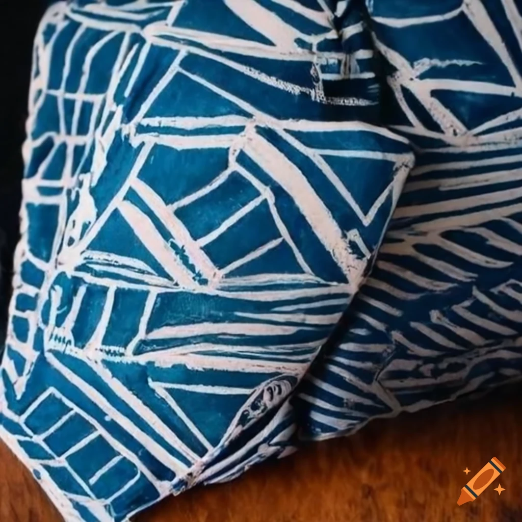 Floral block printing design for fabric art