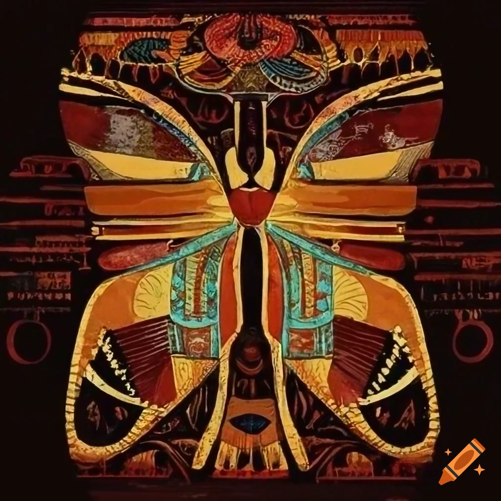 Ancient Egyptian frescoes with butterfly motifs