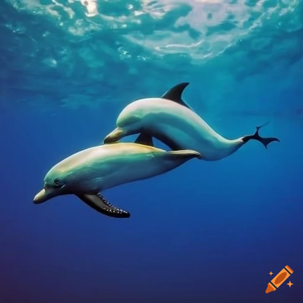Rainbow dolphins in a sea of love with 80s glamour style