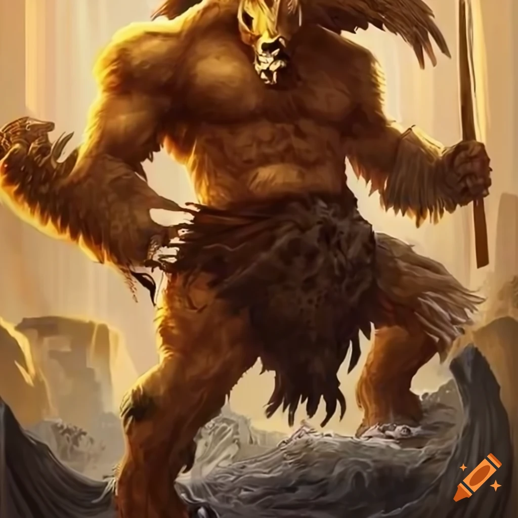 Minotaur with gigantic wings