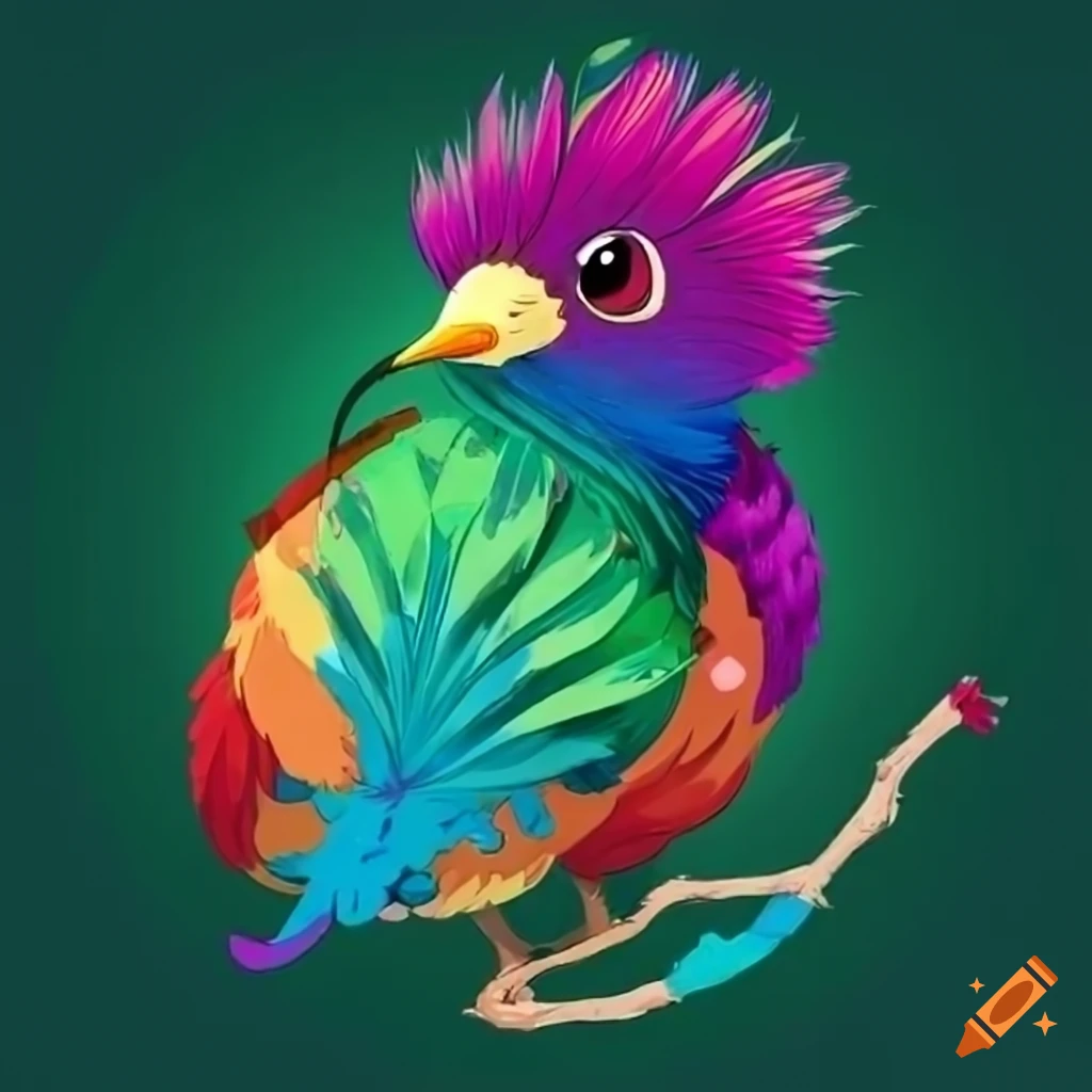 Small bird Pokémon with vibrant green feathers and colorful wings