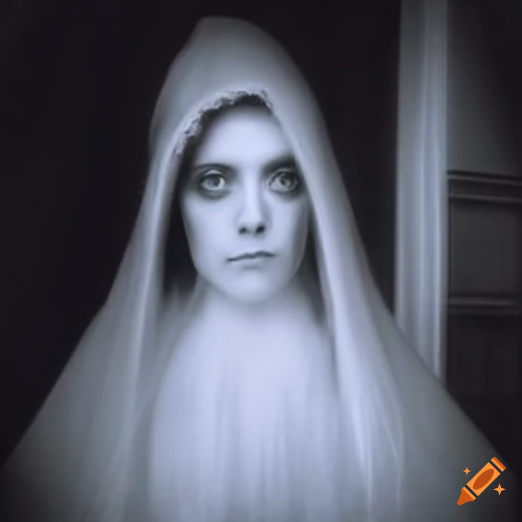 Nerine Storm Thompson as a pale Victorian ghost in a dark and mysterious setting