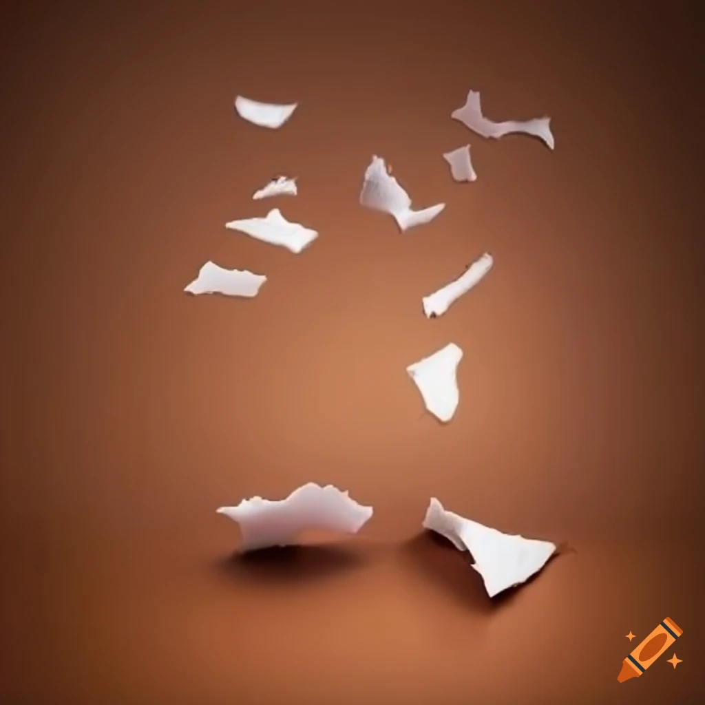 Trickling paper pieces on a brown background