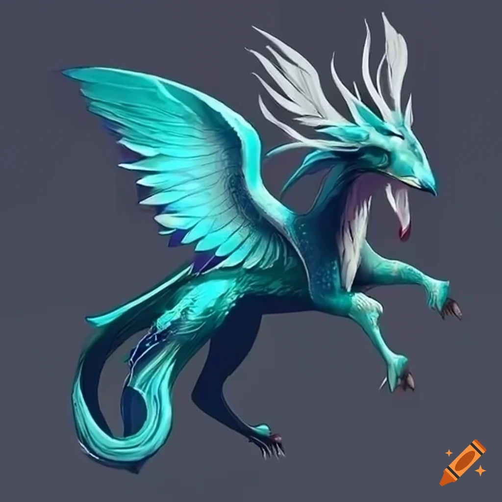 Elegant and graceful mythical hybrid creature with expressive eyes and long tail