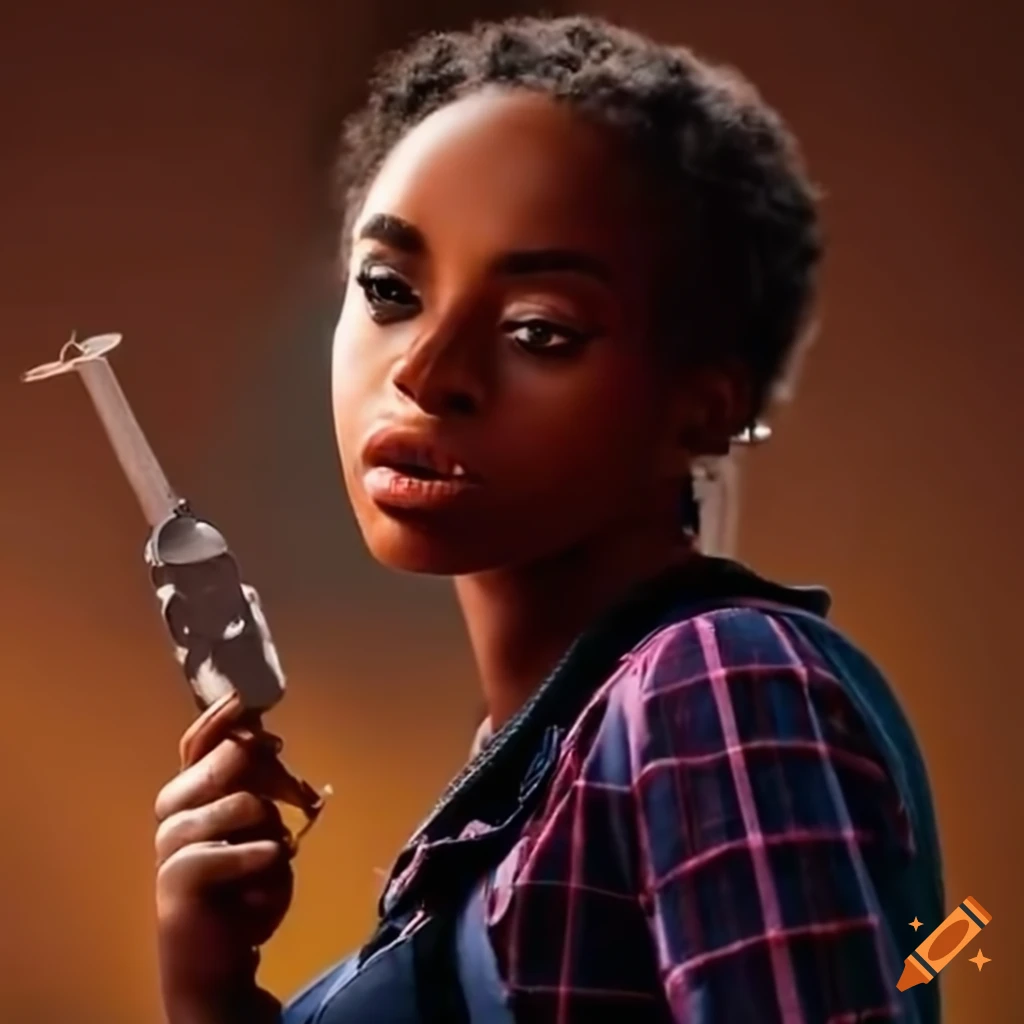 Empowering African-American woman in overalls preparing to fix a car