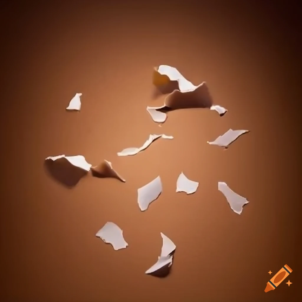 Trickling pieces of paper against a brown background