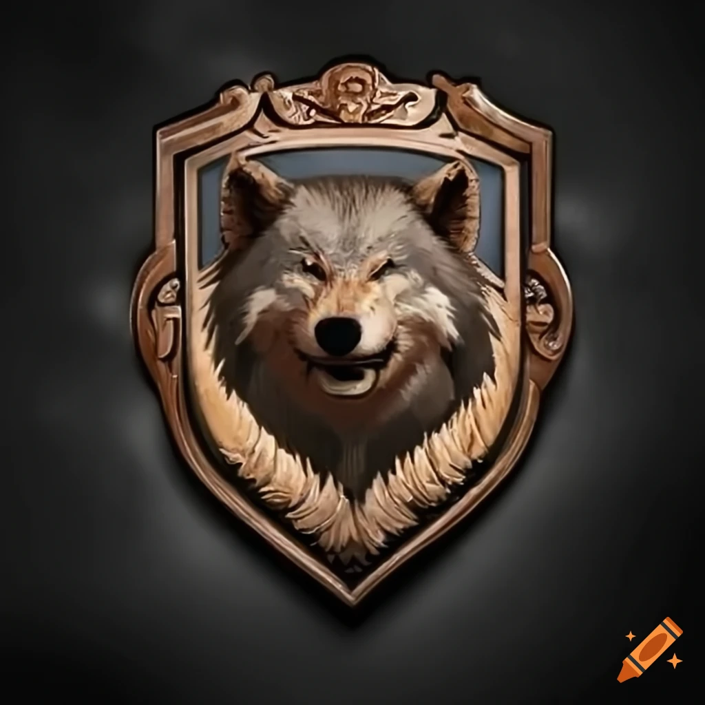 Wolf and cross shield emblem design