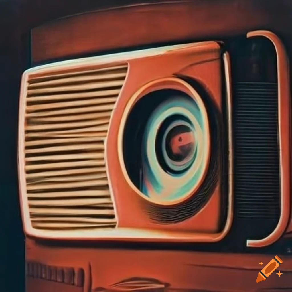 Art style inspired by SHAG JOSH AGLE featuring an old radio