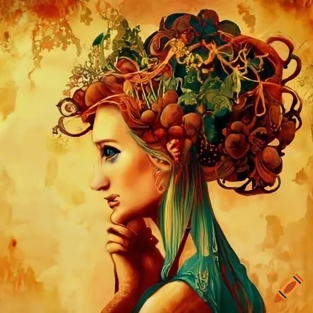 Wine in the vineyard art nouveau