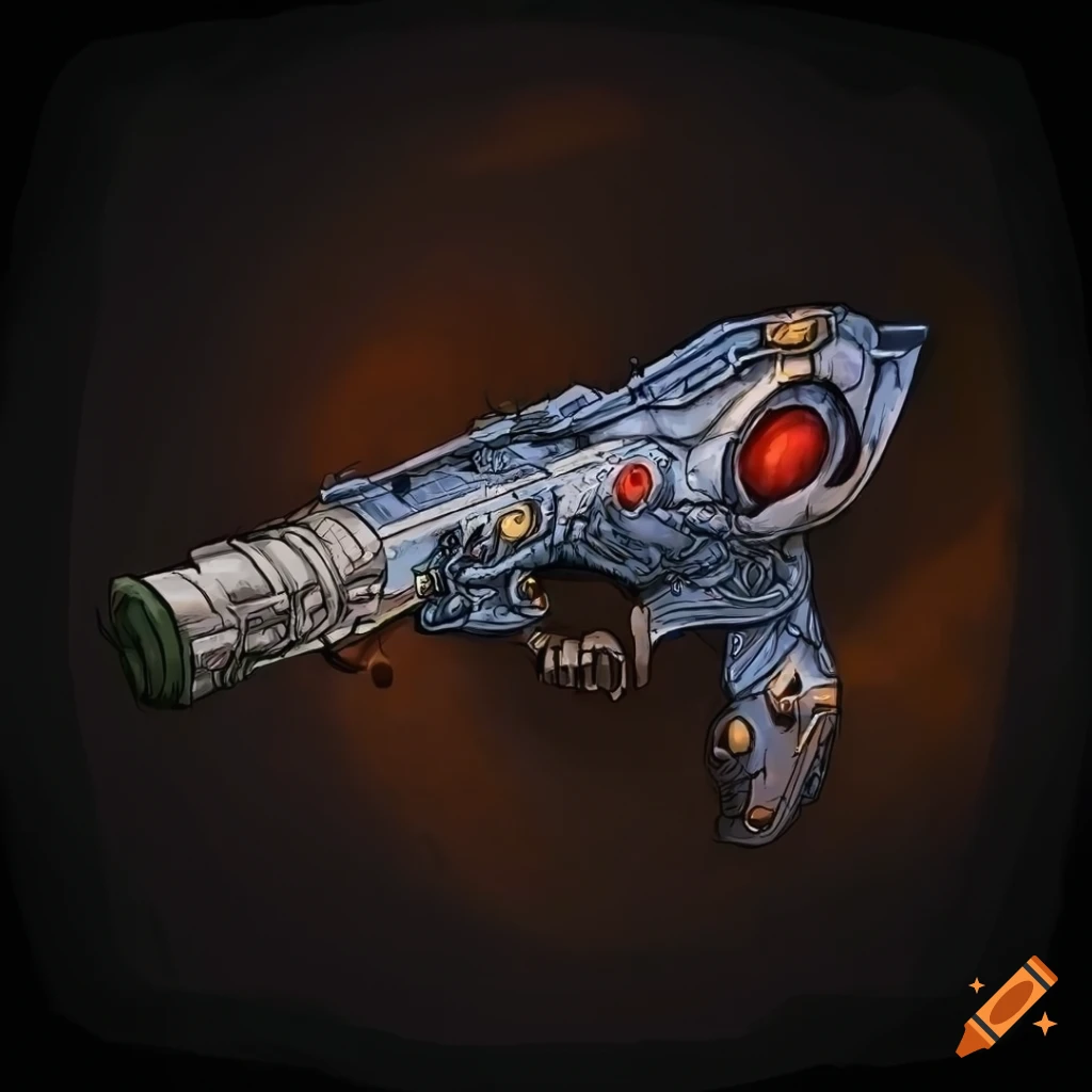Sci-fi Aldebaran pistol from Final Fantasy in Moebius art style