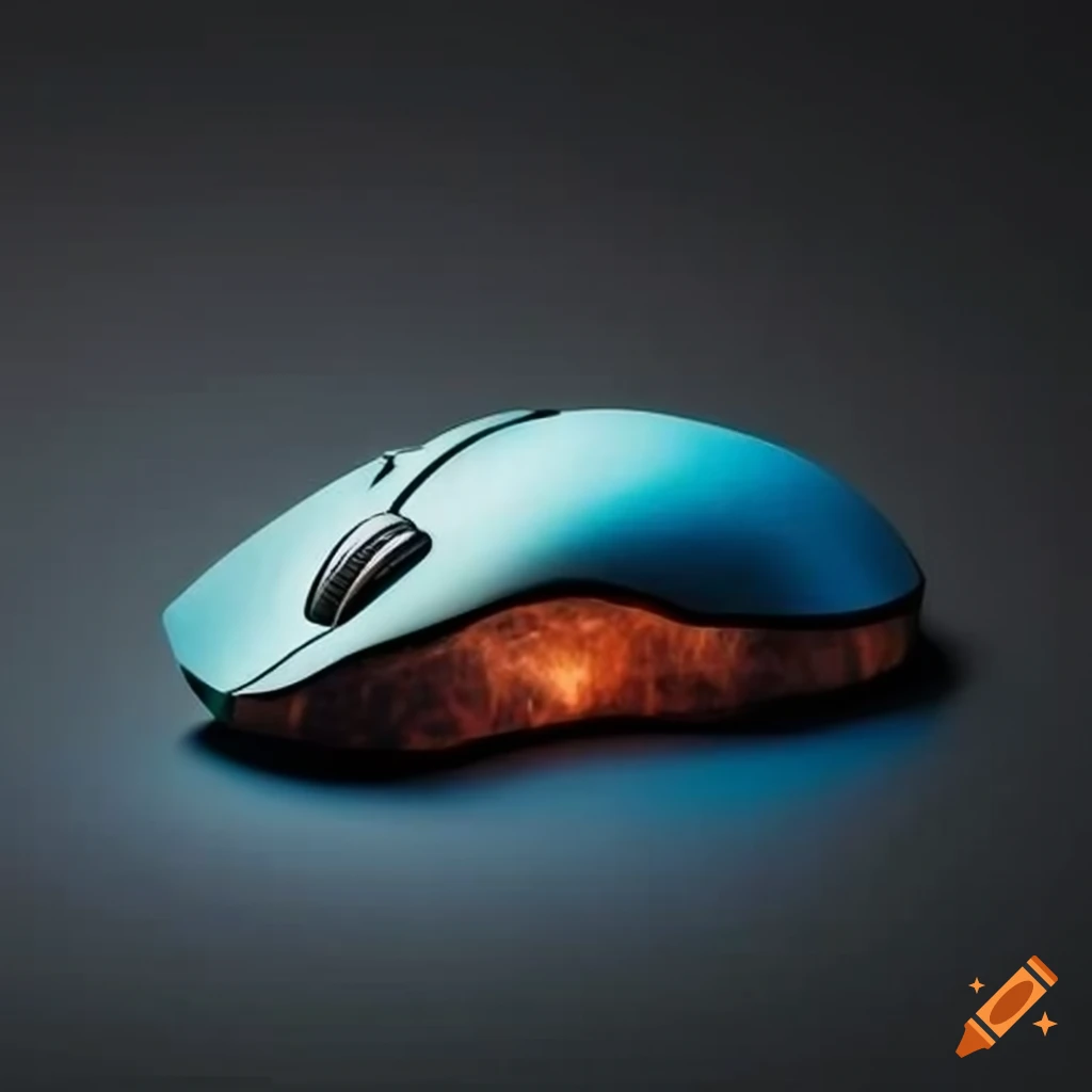 Unique computer mouse made of meteorite and glass on Craiyon