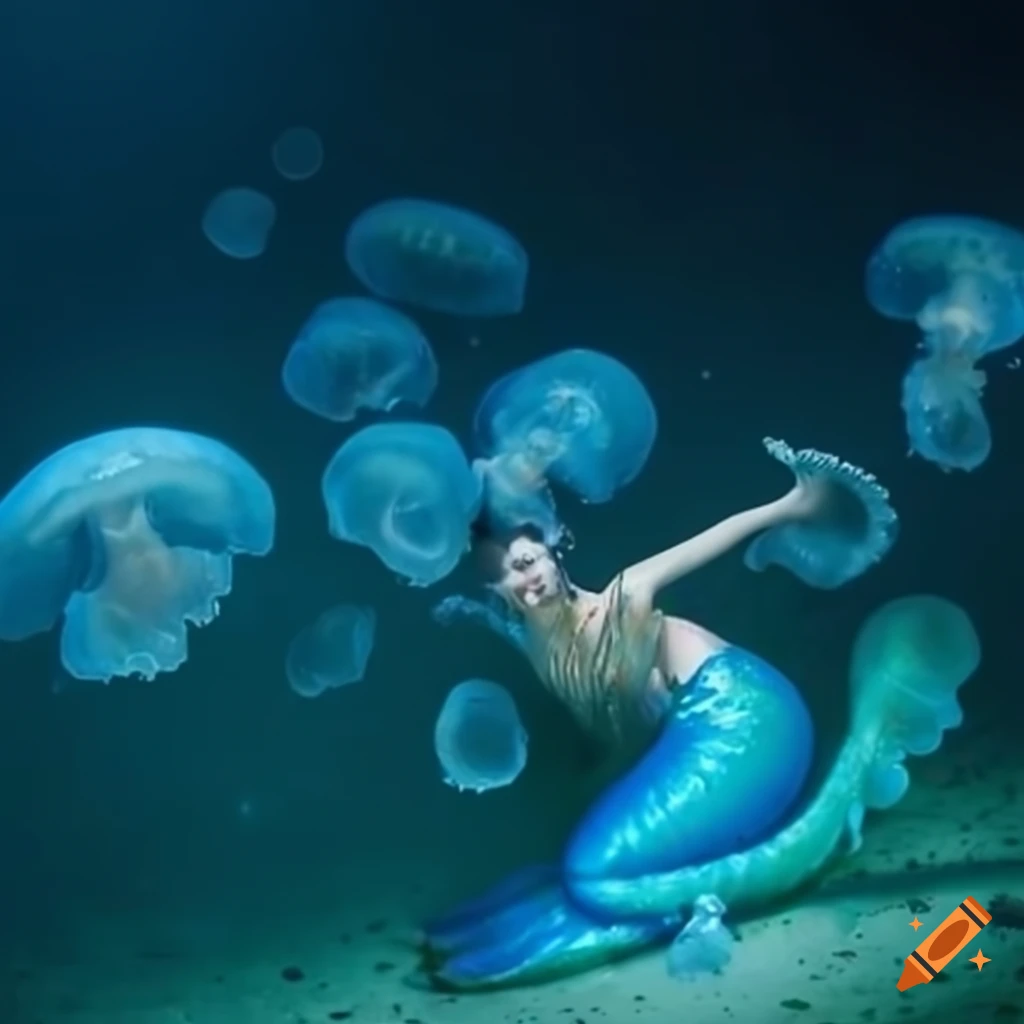 Mermaid goddess with jellyfish tentacles