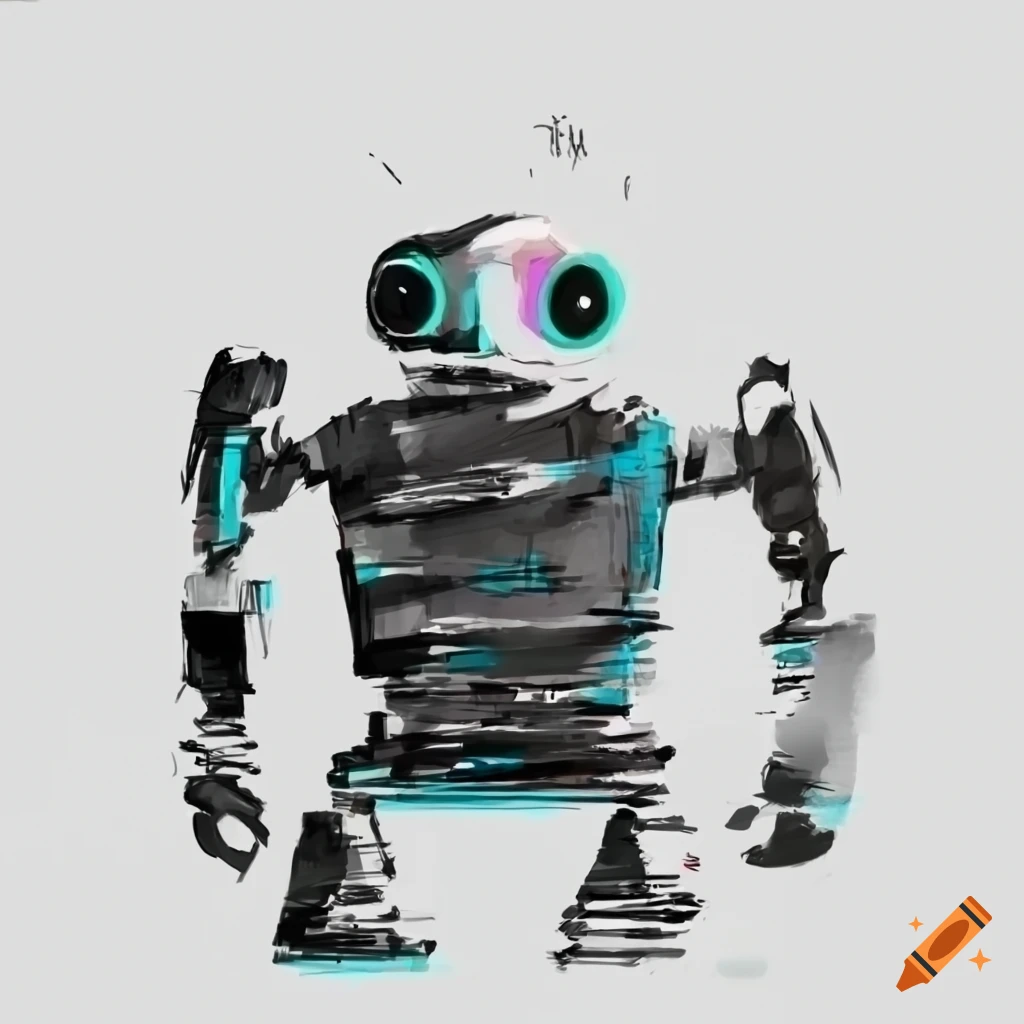 Cartoony glitchy robot turtle