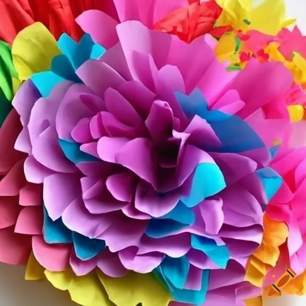 Colorful Mexican paper tissue flowers at a carnival
