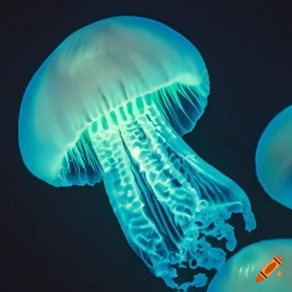 Luminous mushrooms resembling jellyfish
