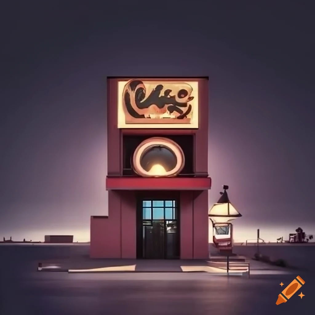Unique Brutalist architectural rendering of Chuck E. Cheese's restaurant