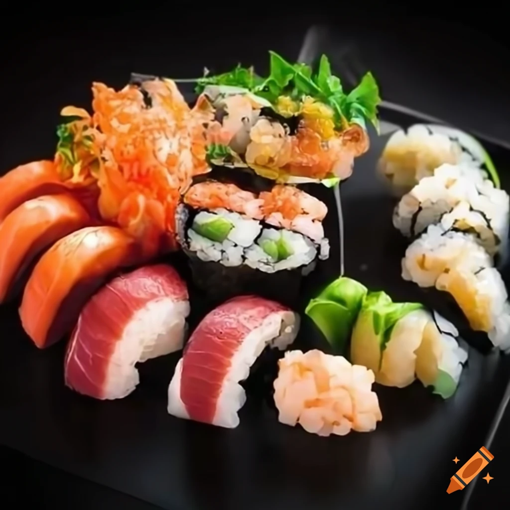 Vegan sushi platter at a restaurant
