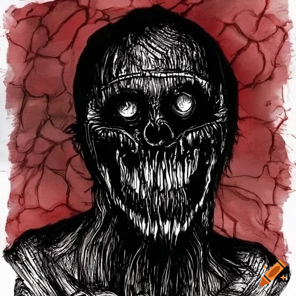Haunting ink drawing capturing the feeling of being trapped in a nightmare