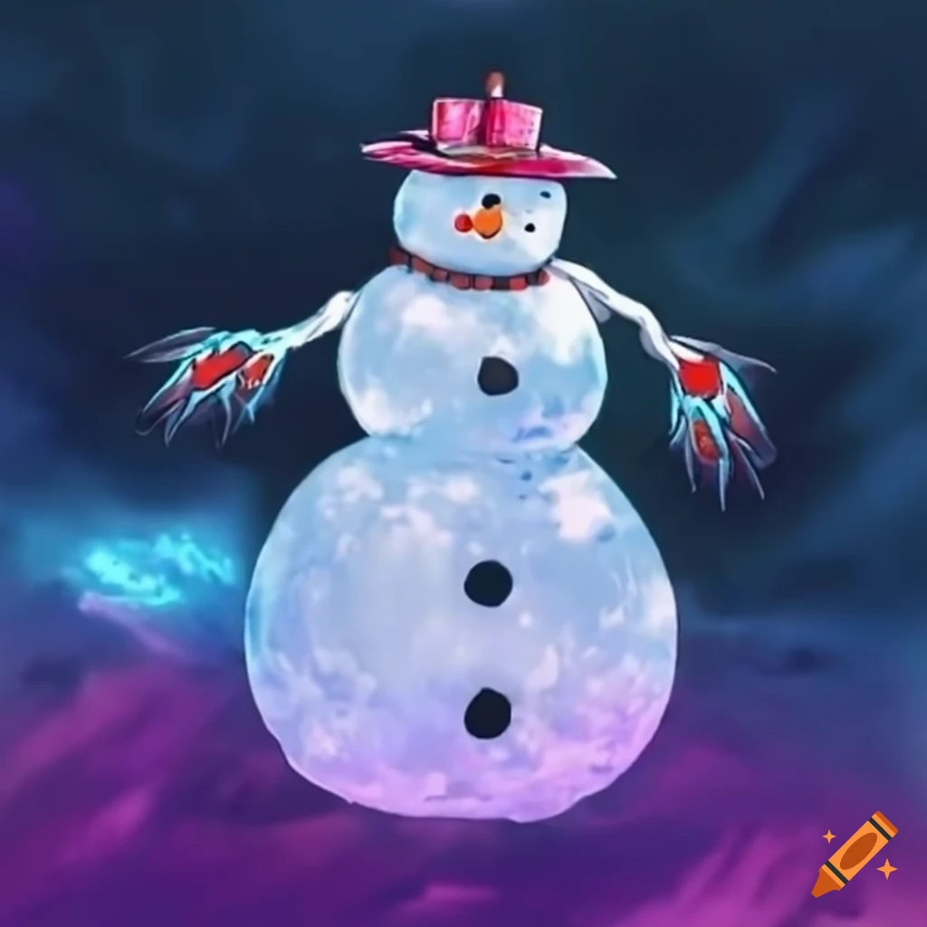 Ominous snowman depicted as a Yugioh monster