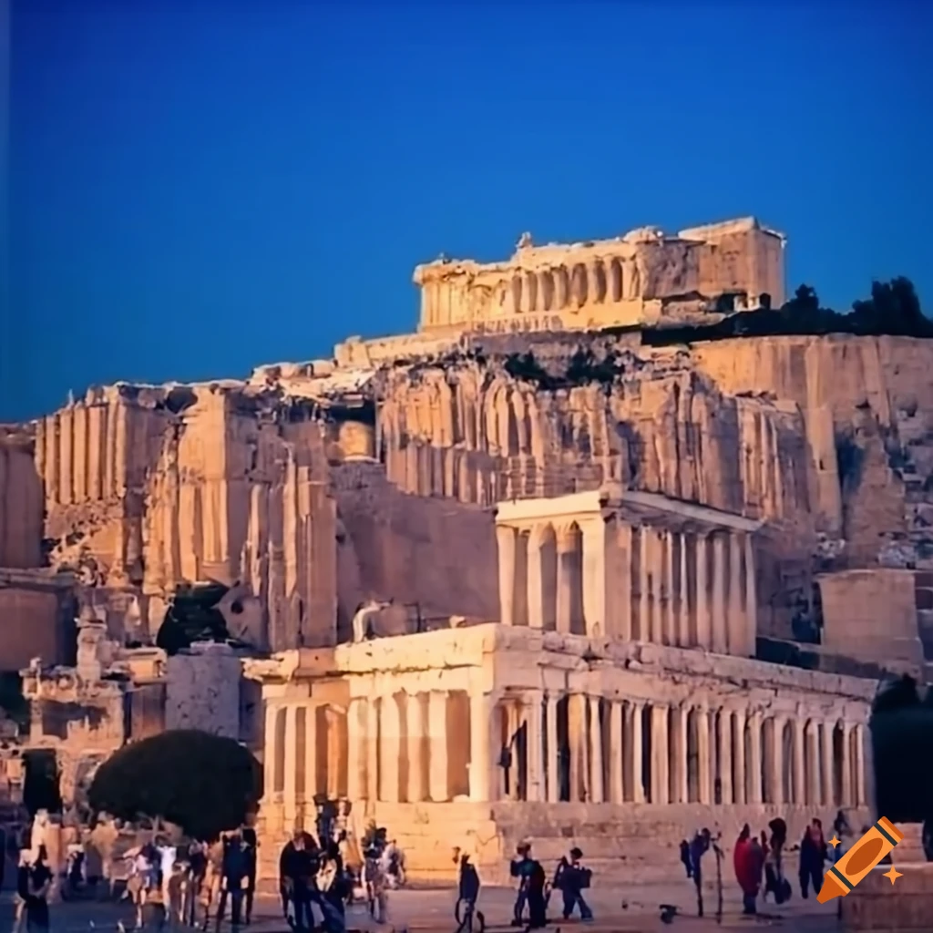People with film cameras around Acropolis