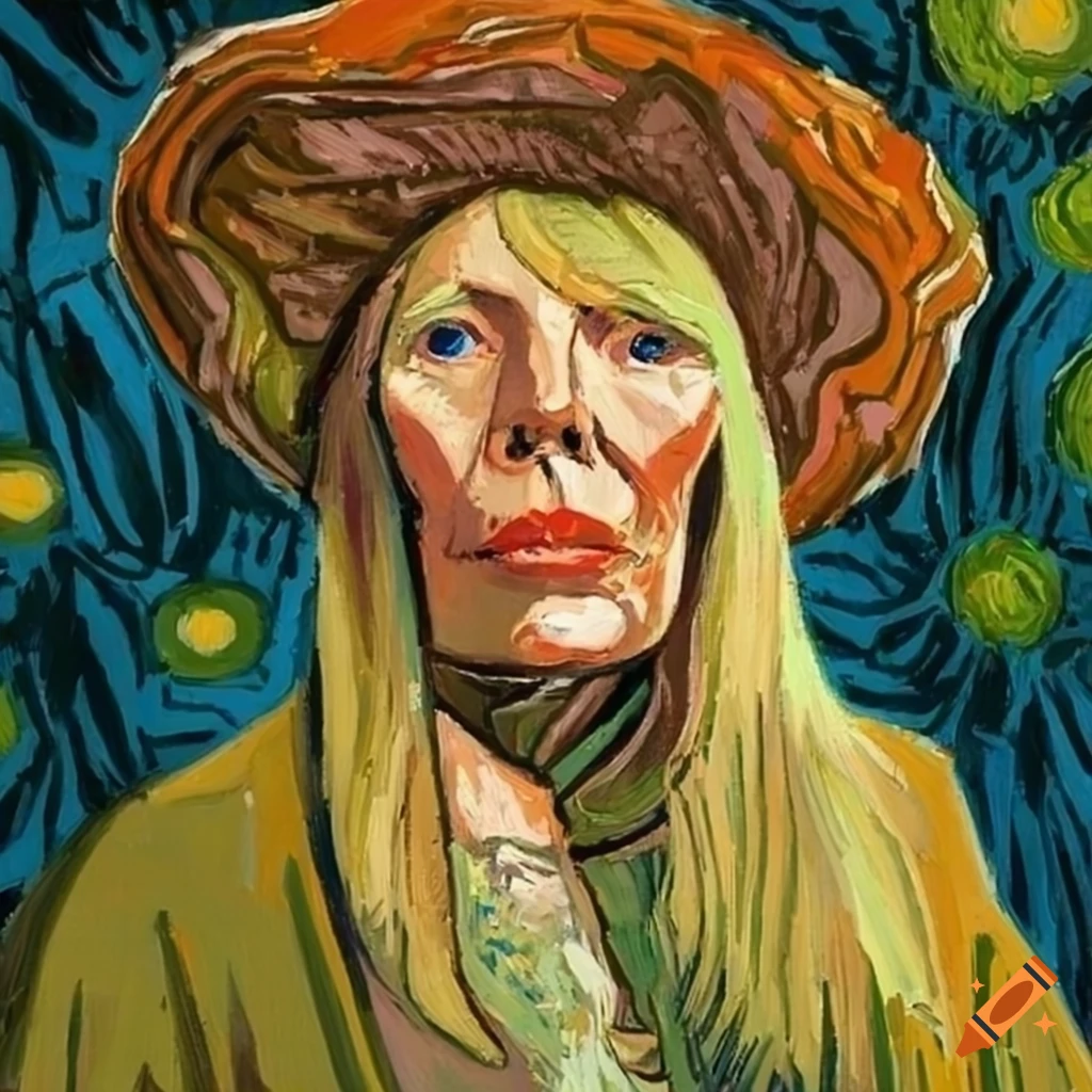 Portrait of Joni Mitchell in Van Gogh style