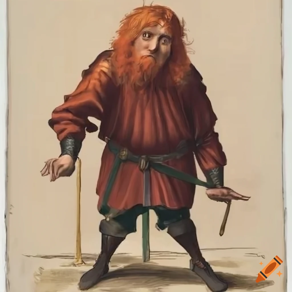 Character with red hair and unique posture on Craiyon