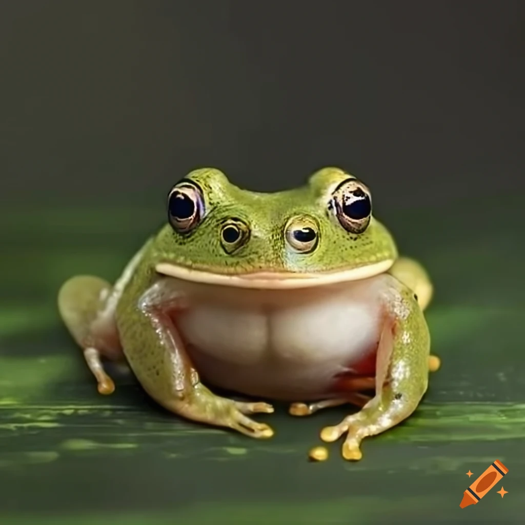 Large frog with white belly and gold iris, three-quarters webbed fingers and toes