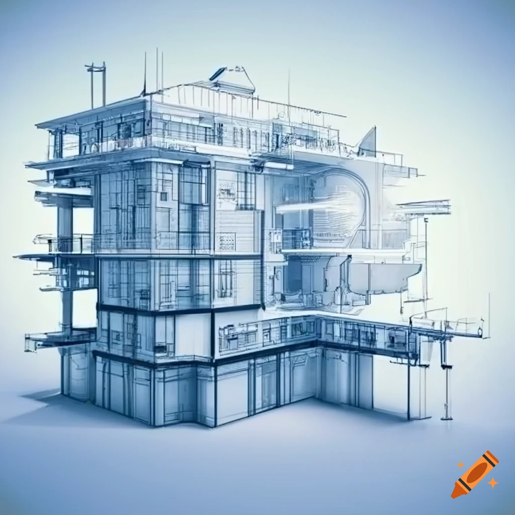 Detailed visualization of engineering blueprints and architectural plans