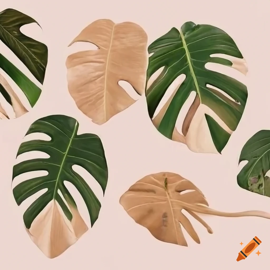 Luscious Monstera leaves with earthy beige tones