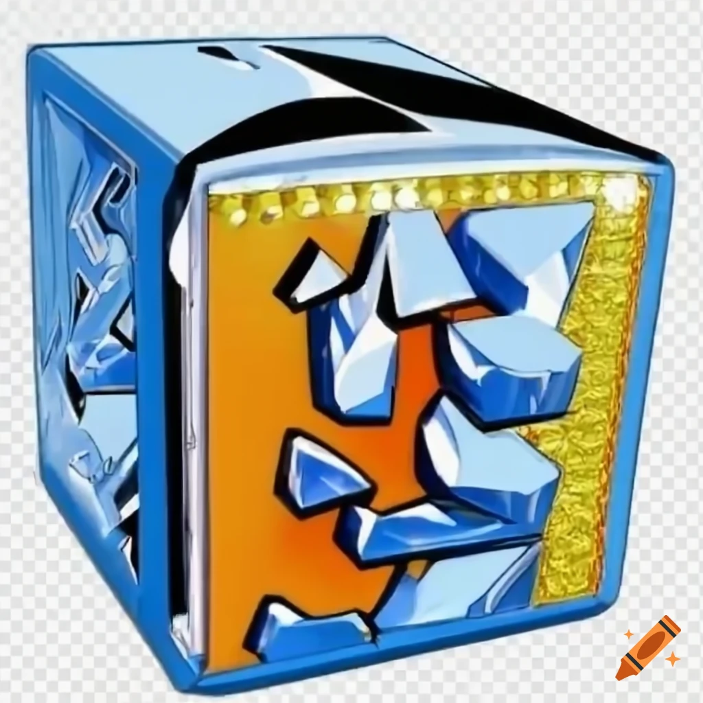 Shiny 3D diamond with anime style and Japanese text from the 2000s