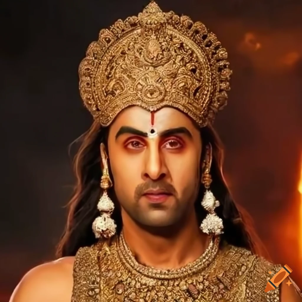 Ranbir kapoor portrait as lord ram in detailed costume and makeup on ...