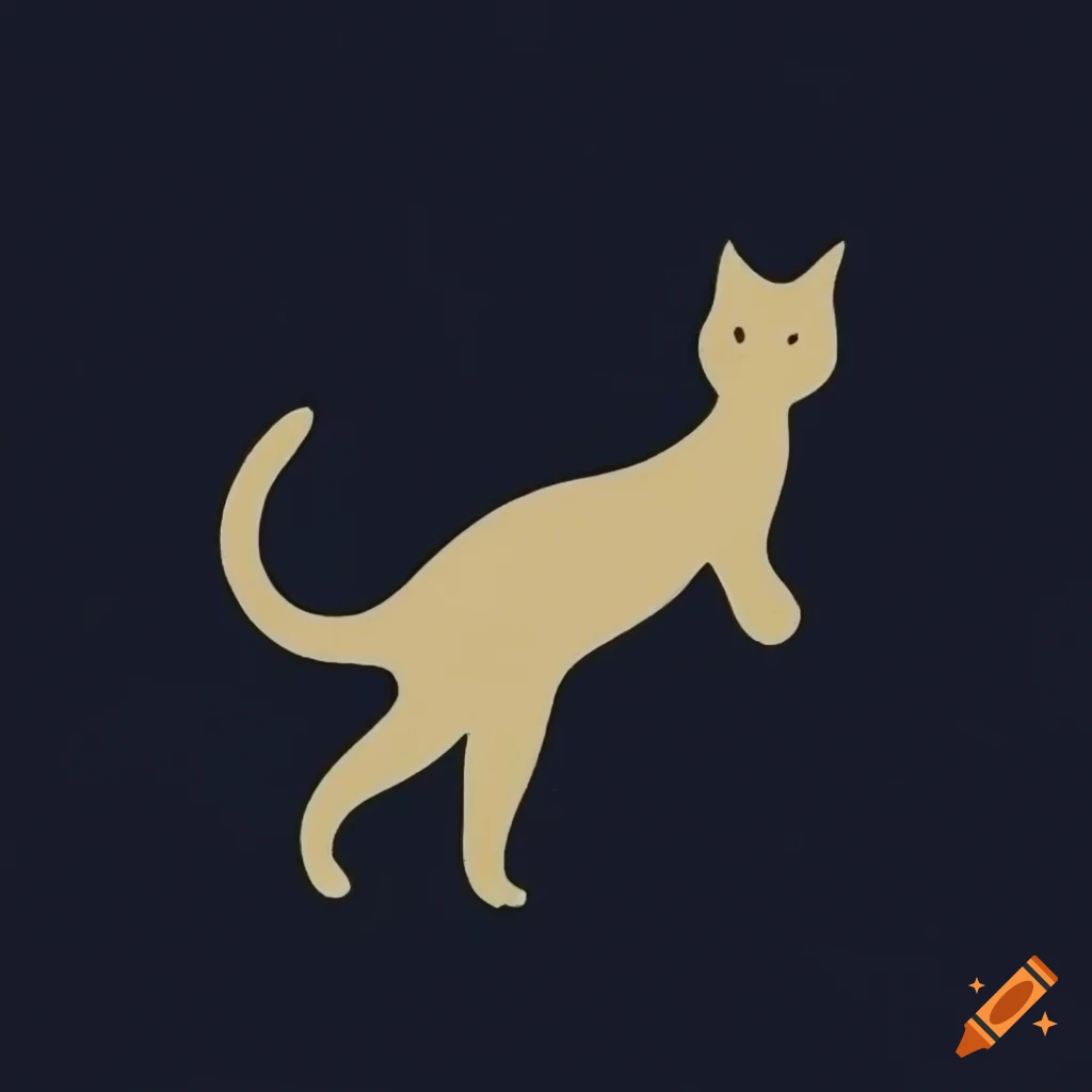 Simple abstract art of a single-color cat with minimal lines on Craiyon